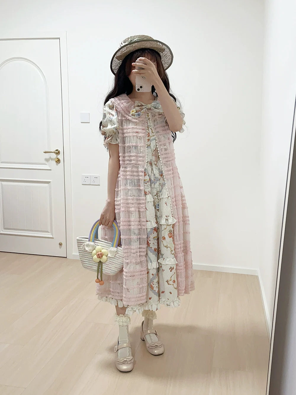 Miss Point~Cat Rose Tea~Sweet Lolita Tulle Cardigan and Long Skirt Overlay