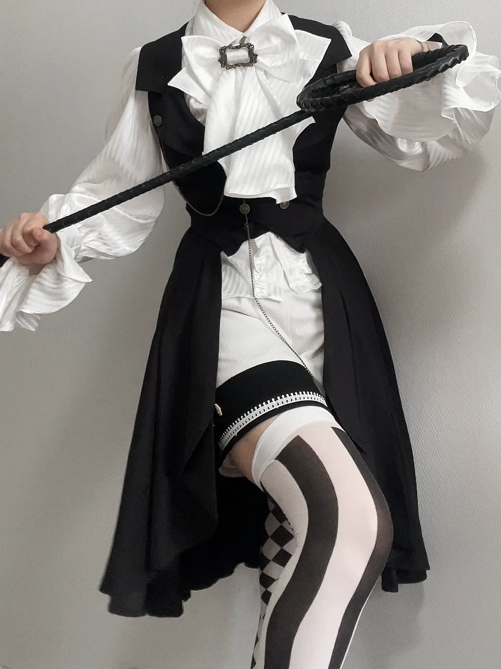 Gazing Galactic~Moonstone~Ouji Lolita Black Vest Prince Long Trailing Vest