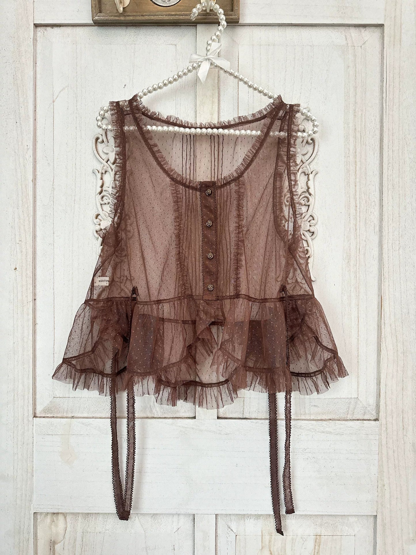 Sweet Dreamer~Antique Wall~Classic Vintage Lolita Vest Tulle Polka Dot Vest