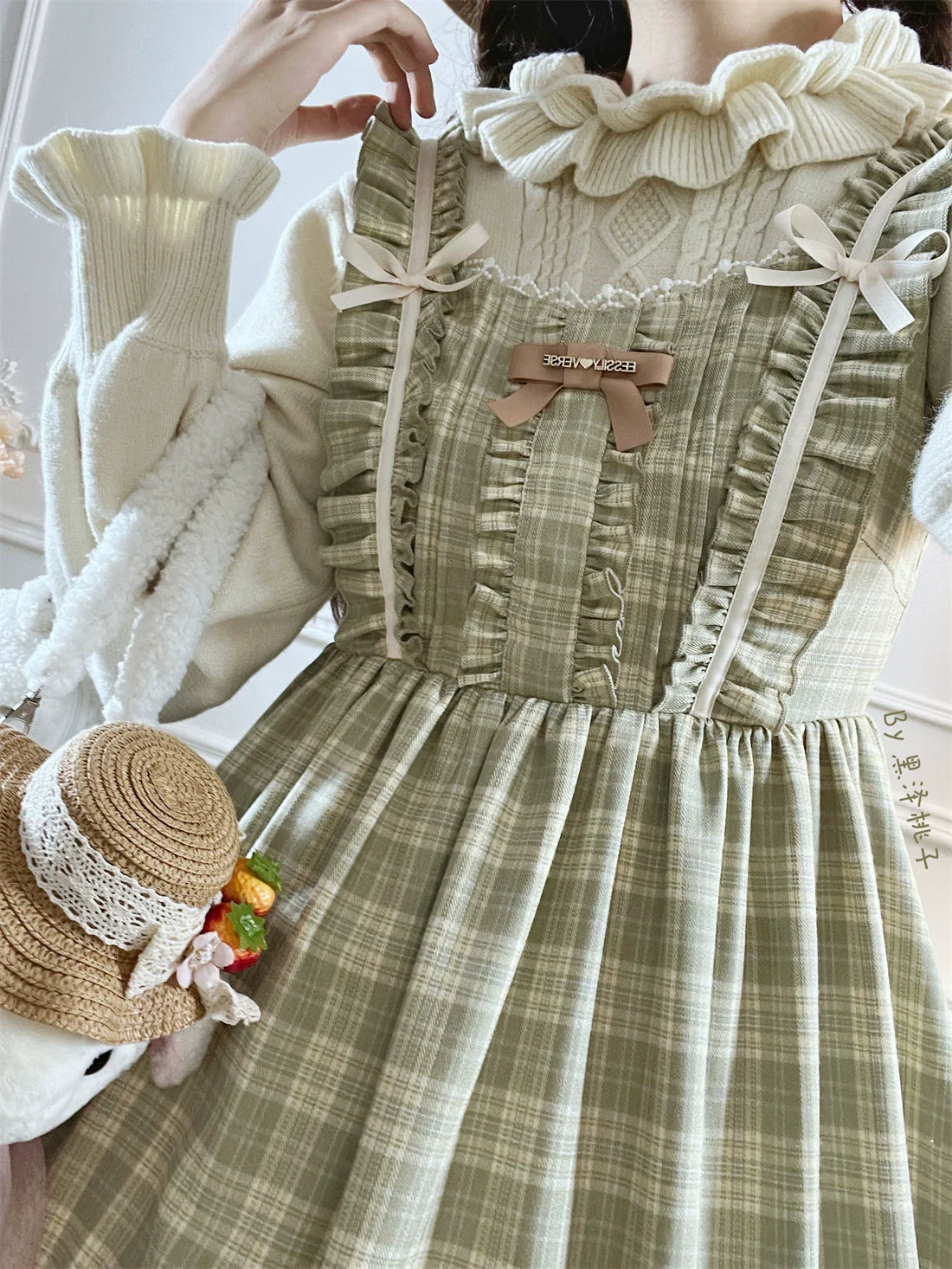 EESSILY~Green Fairy Tales~Classic Lolita Plaid JSK Plus Size Lolita Dress