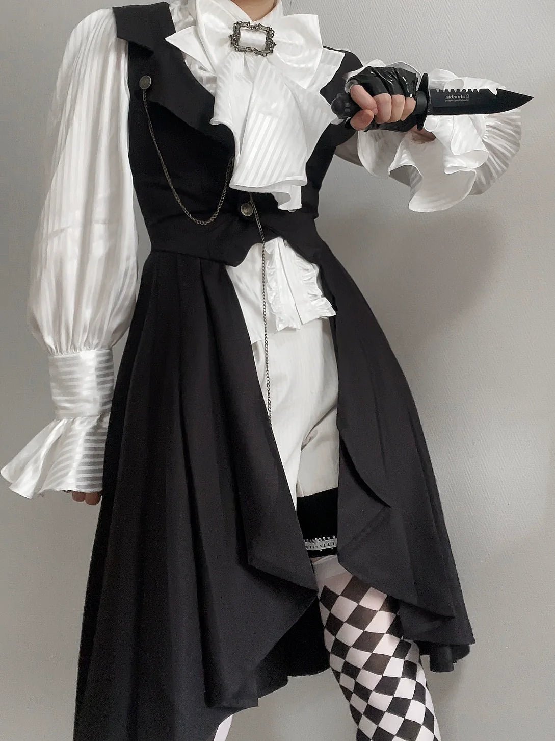 Gazing Galactic~Moonstone~Ouji Lolita Black Vest Prince Long Trailing Vest
