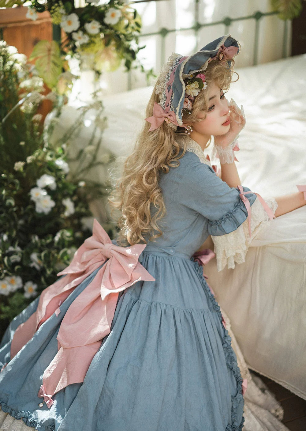 Miss Point~Lilyka Garden~Classic Lolita OP Dress Elegant Floral Wall Princess Sleeve