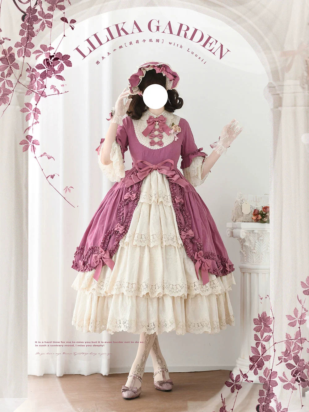 Miss Point~Lilyka Garden~Classic Lolita OP Dress Elegant Floral Wall Princess Sleeve