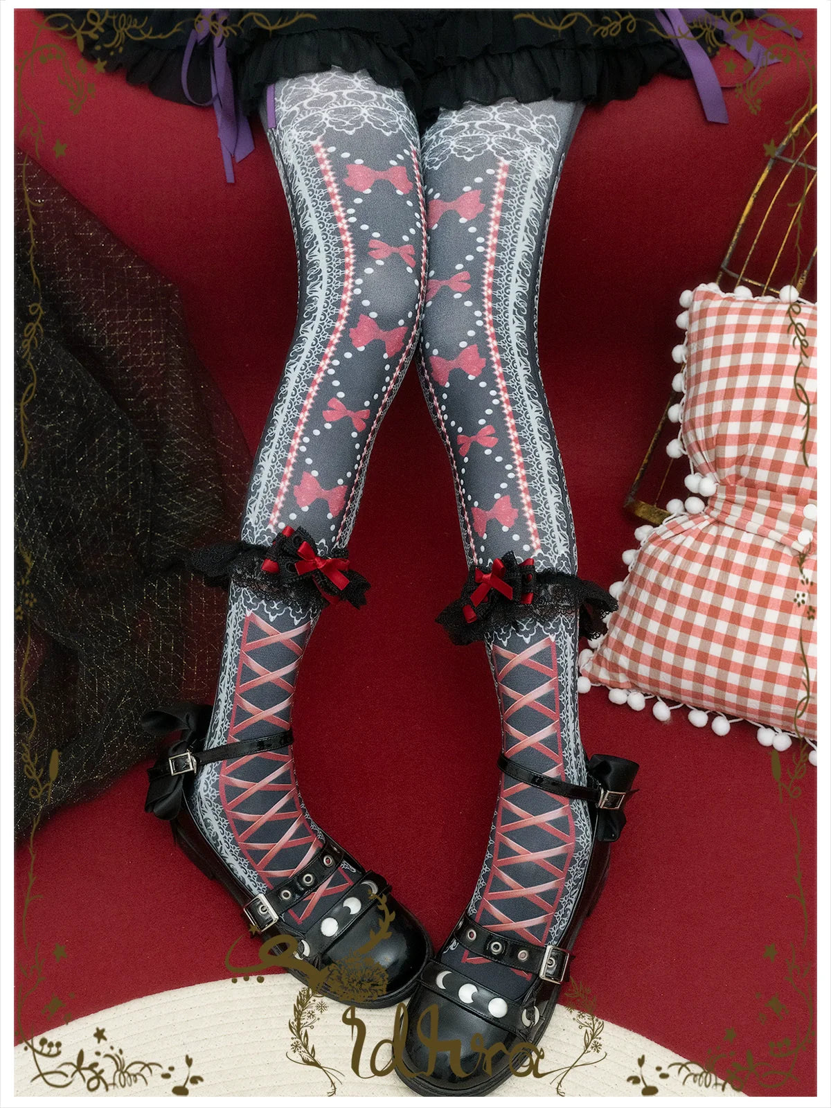 Yidhra~Christmas Lolita Pantyhose with Calf Lace Decoration