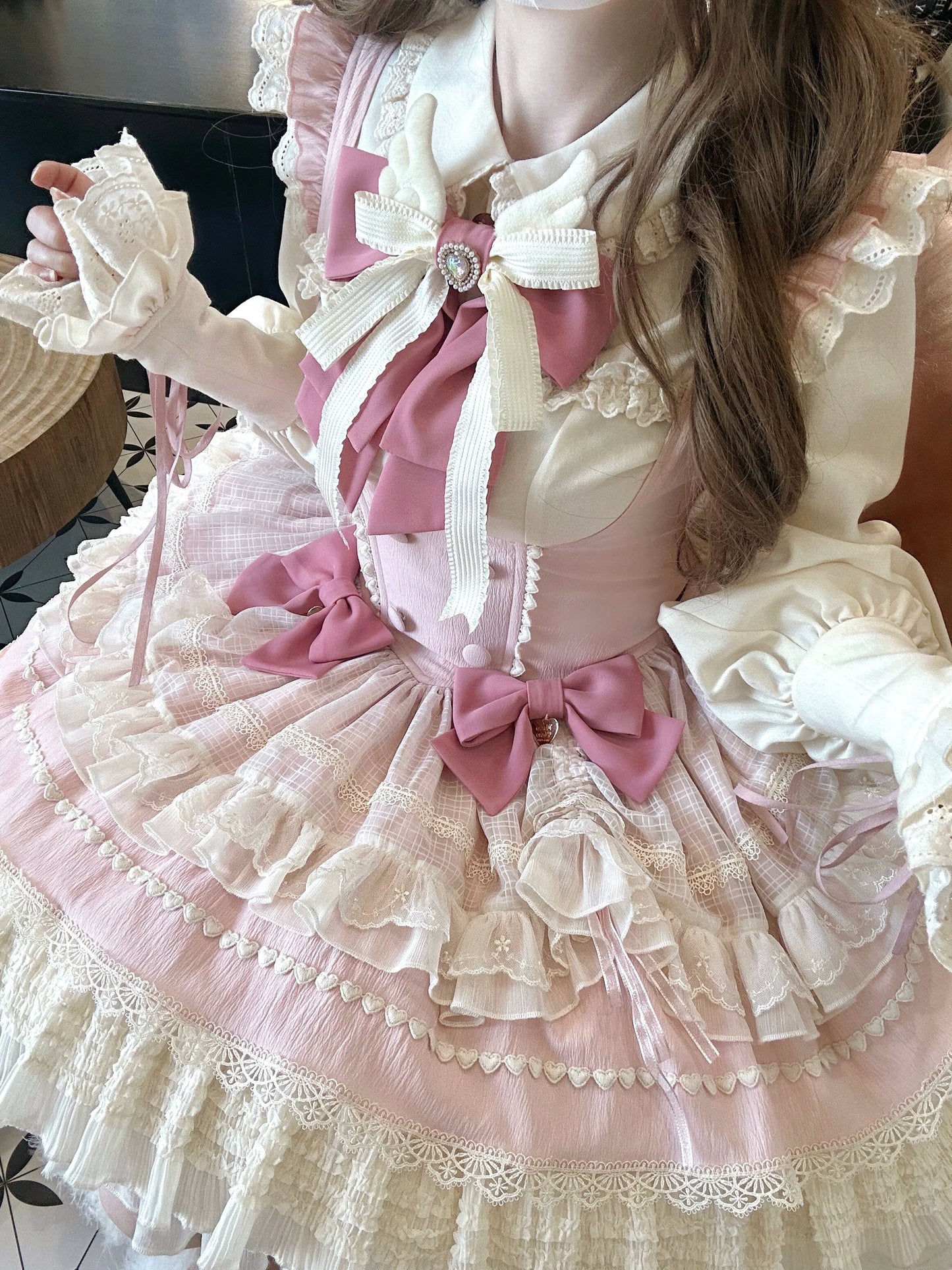 Sakurahime~Cupid Overture~Sweet Pink Lolita Jumper Dress Bust-Supporting JSK