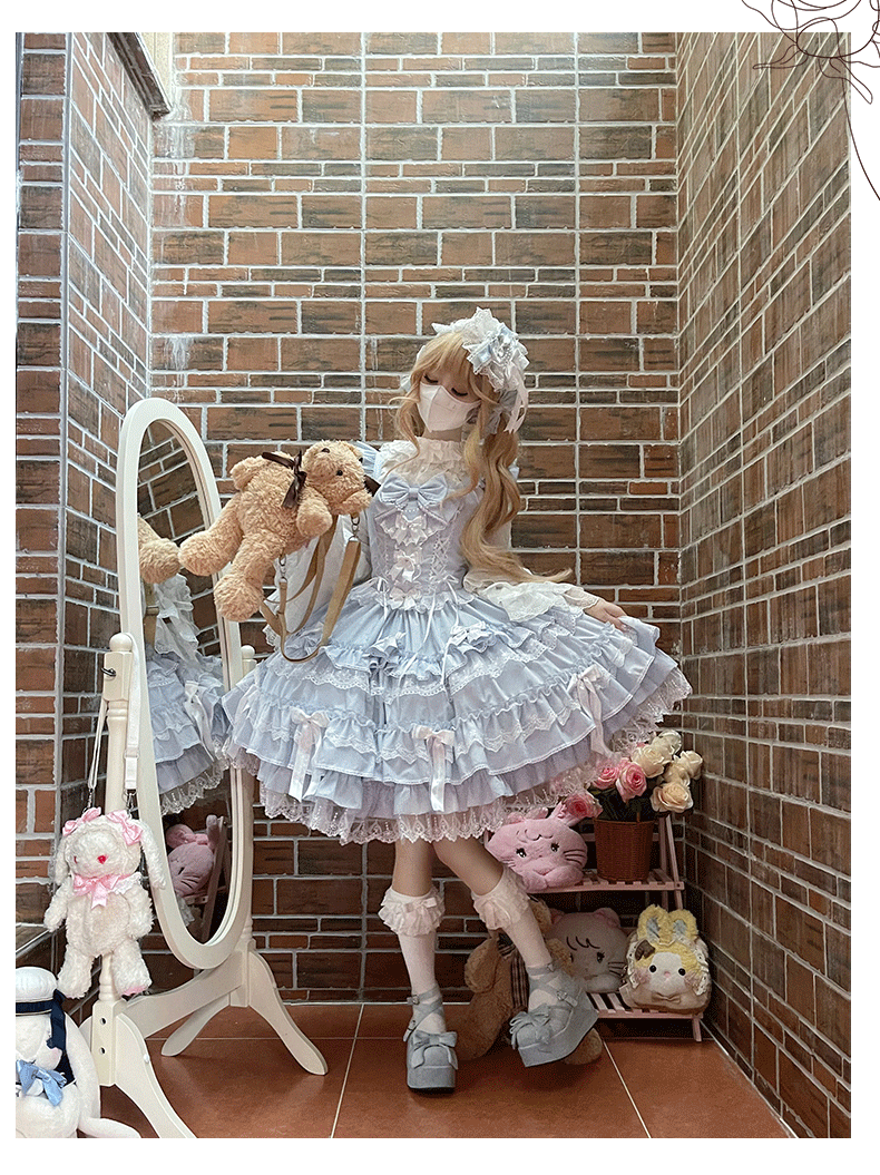ZhiJinYuan~Love Notebook~Old School Lolita JSK Vintage Doll Tiered Dress