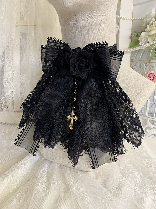 Sweet Jelly Lolita~Black Gothic Lolita Necklace Lace Lolita Brooch