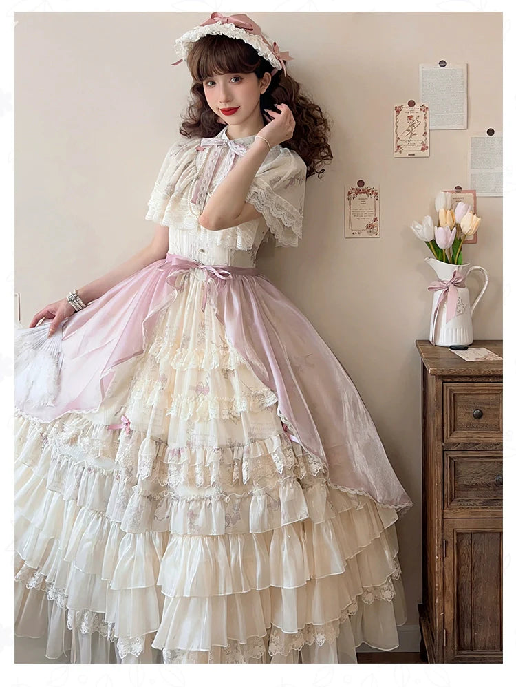 With PUJI~Nanke~Classic Lolita OP Dress Outfit with Edwardian Collar