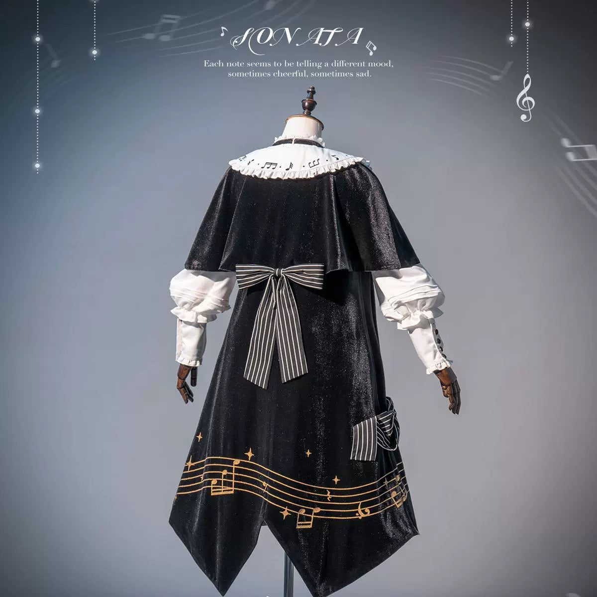 Forest Fluorescent Carps~Black and White Sonata~Ouji Lolita Vest Suit and Vintage Lolita OP Dress