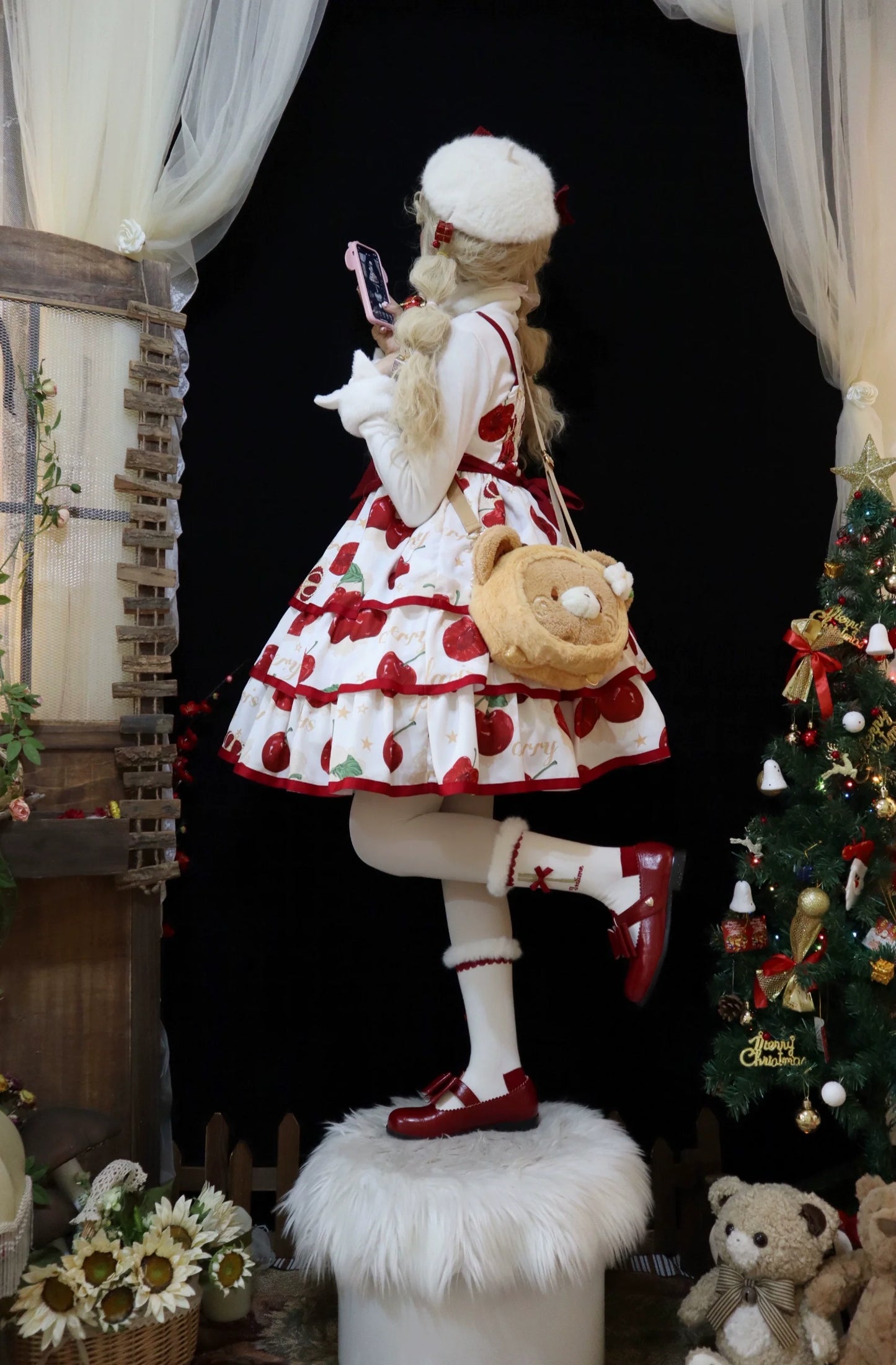 Polaris Lolita~Cherry Crown~Sweet Lolita JSK Three-tiered Dress