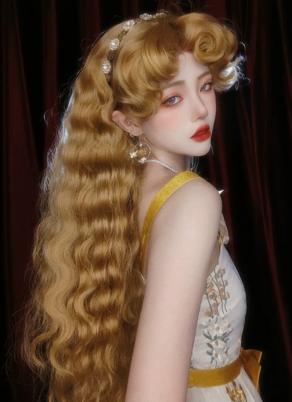 Mabuxi~Princess Diary~Golden Brown Lolita Wig Sheep Curls Long Romantic Wig