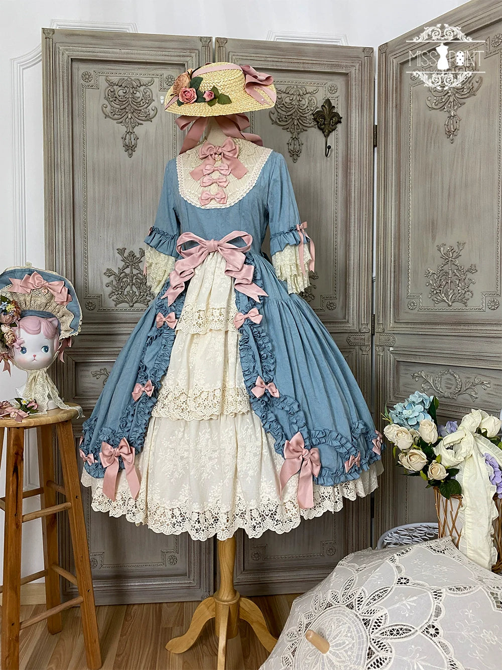 Miss Point~Lilyka Garden~Classic Lolita OP Dress Elegant Floral Wall Princess Sleeve