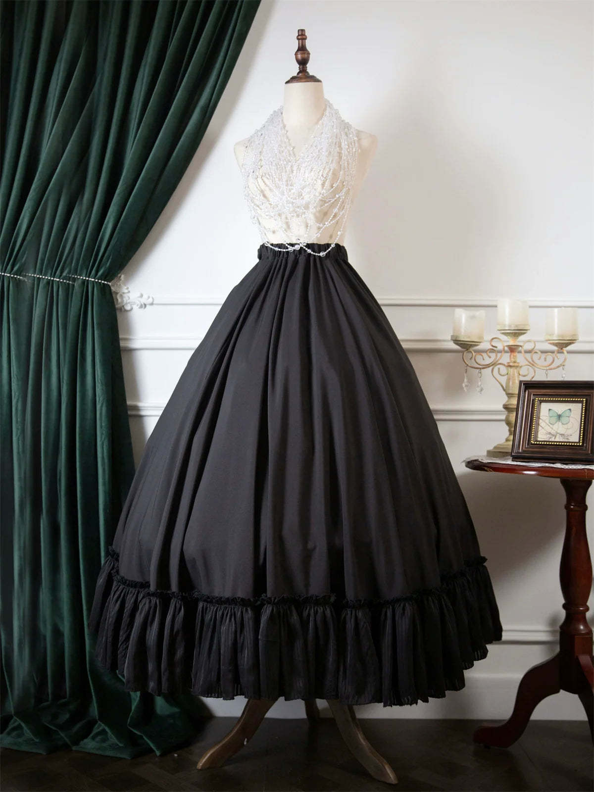 Muppet Mind Ben~Daily Lolita Extended Underskirt Black White and Red Lolita Skirt