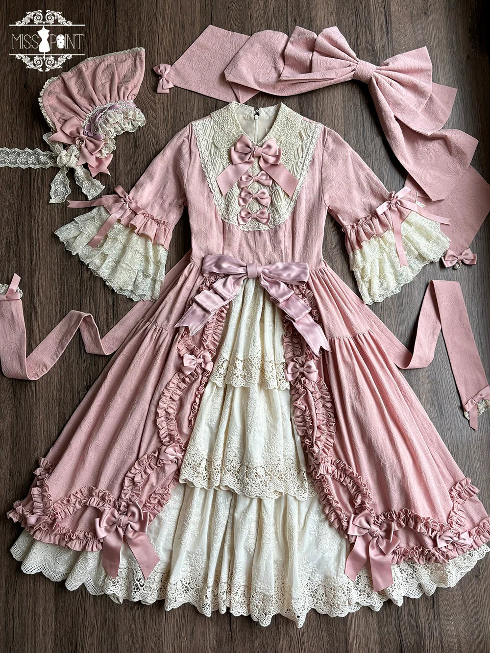 Miss Point~Lilyka Garden~Classic Lolita OP Dress Elegant Floral Wall Princess Sleeve