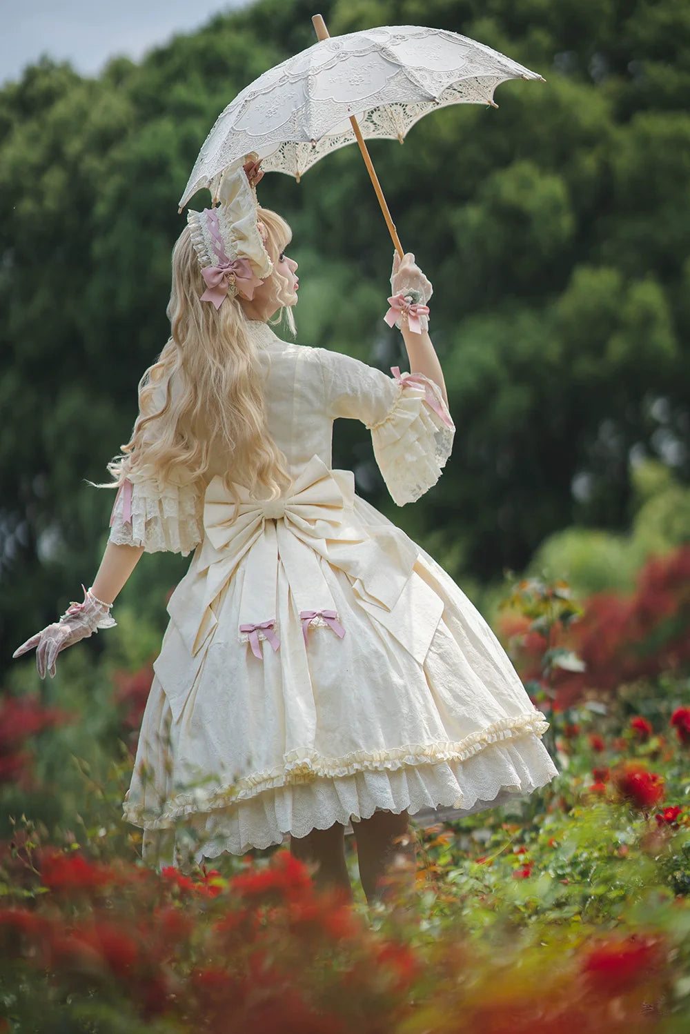 Miss Point~Lilyka Garden~Classic Lolita OP Dress Elegant Floral Wall Princess Sleeve