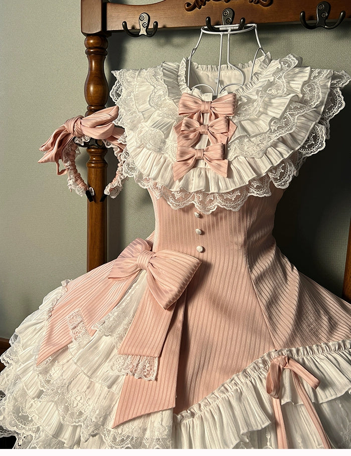 Alice Girl~Arrogant Miss~Sweet Lolita Jumper Dress with Tiered Lace Dress