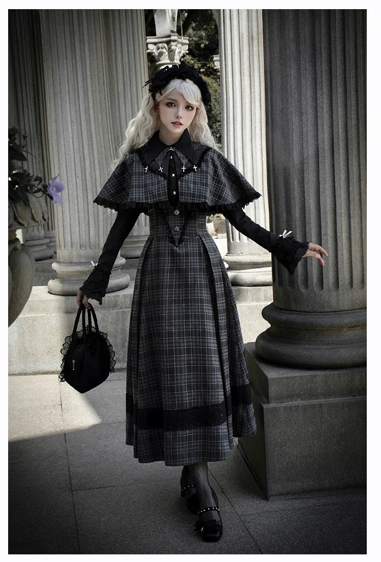 With PUJI~Ming Stationery~Gothic Lolita Bustier Dress and Shawl Set Lolita Blouse