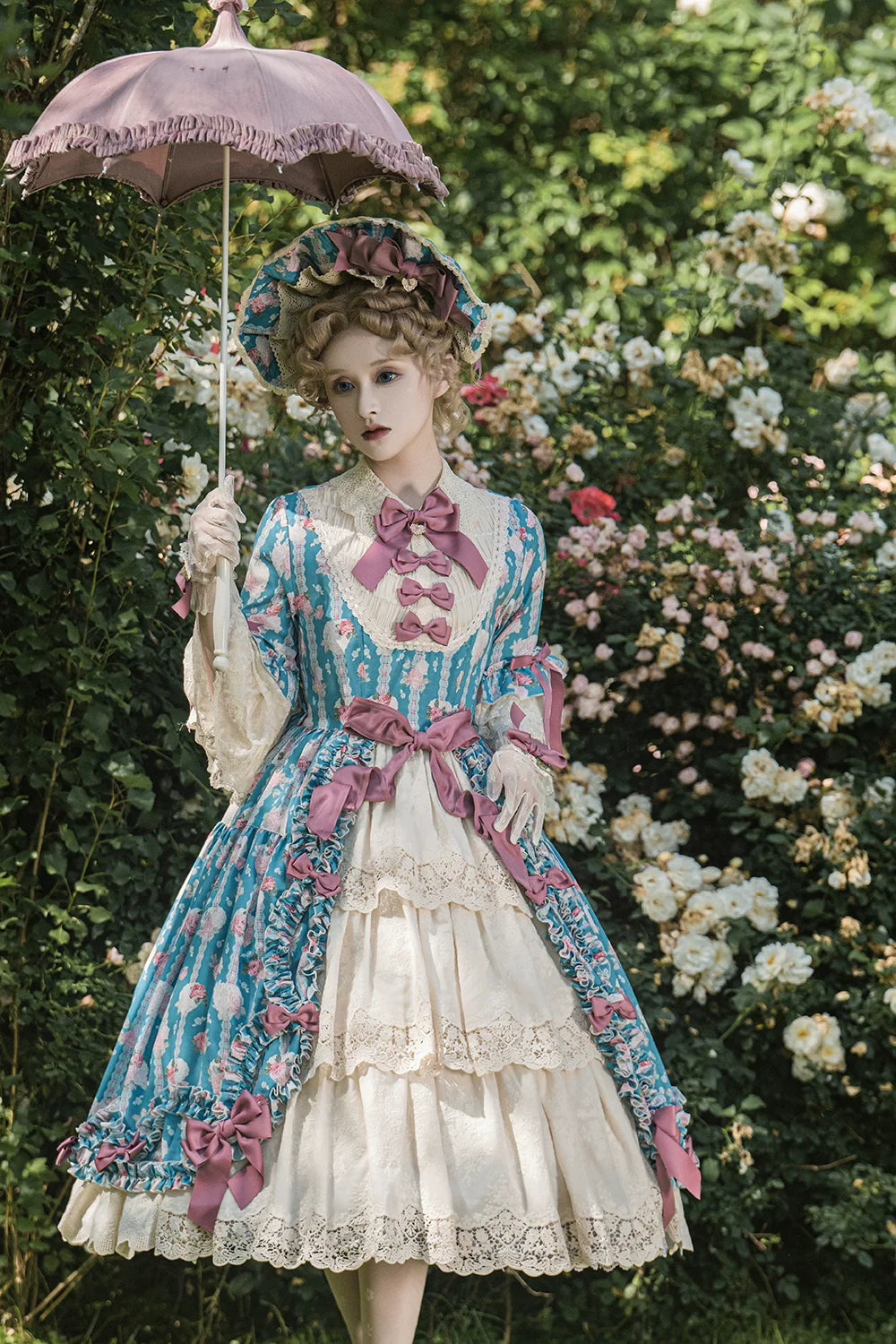 Miss Point~Lilyka Garden~Classic Lolita OP Dress Elegant Floral Wall Princess Sleeve