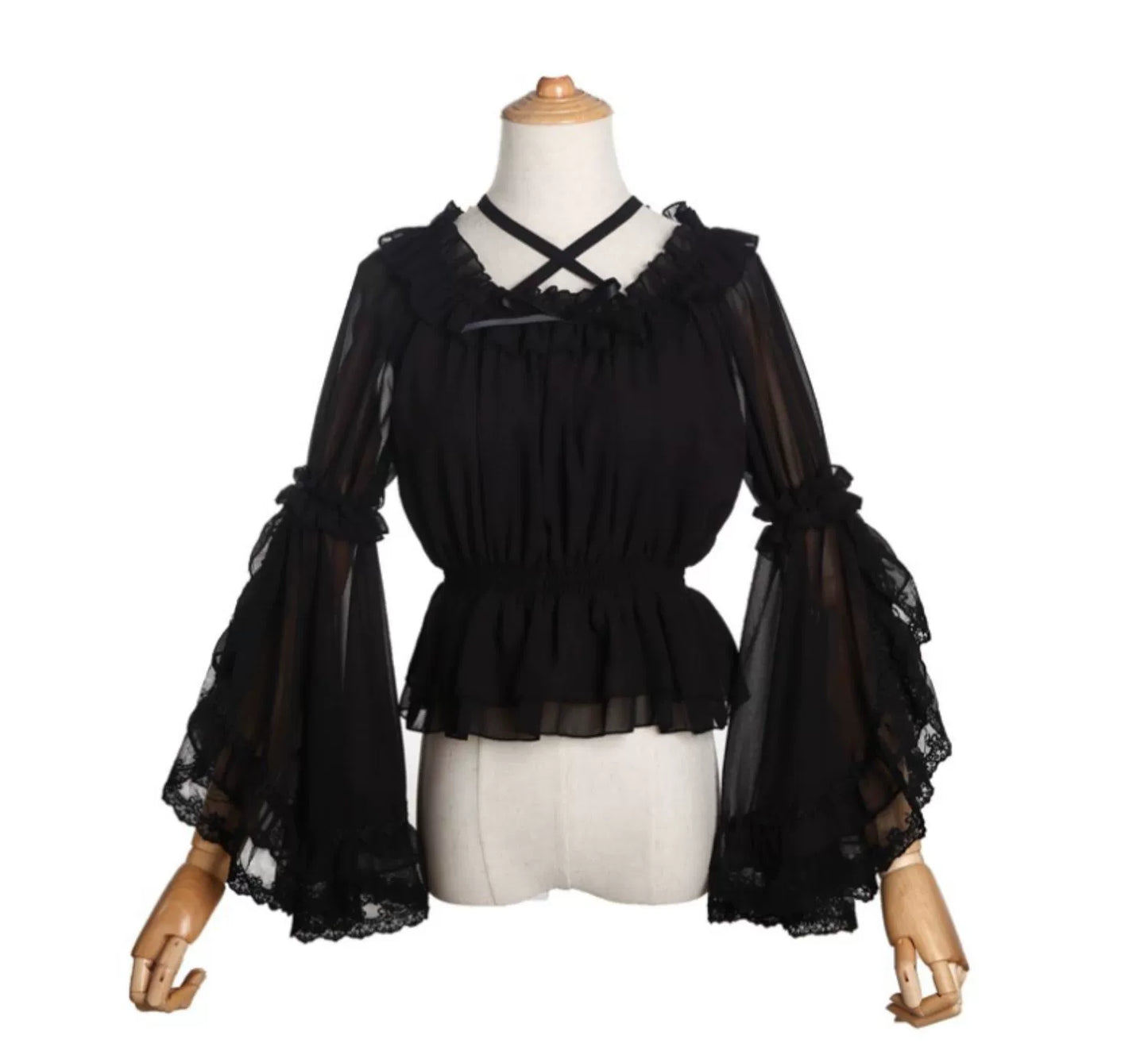 Motadalu~Classic Lolita Shirt Lace Princess Sleeves Chiffon Lolita Blouse