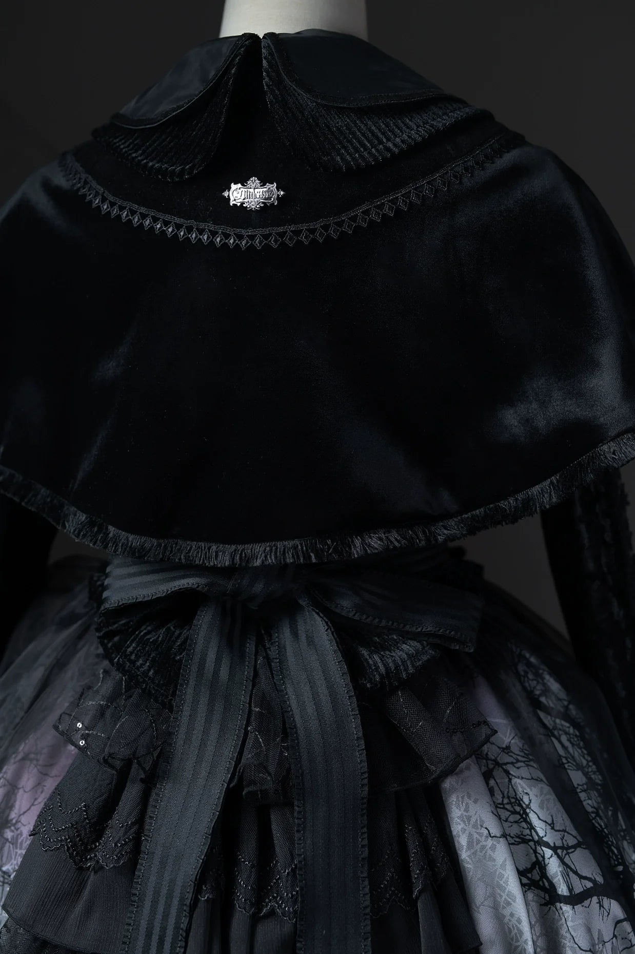 LilithHouse~Horror House~Gothic Lolita OP Set with Cape and Castle Print