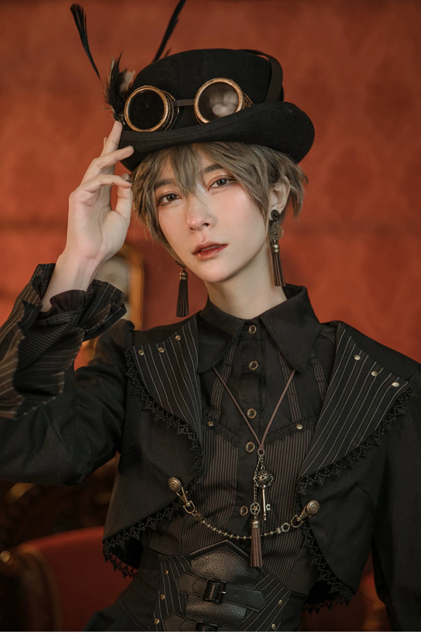 (BFM)Mr. Yi's Steam Continent~Gothic Lolita Cardigan Long Sleeve Black Short Jacket