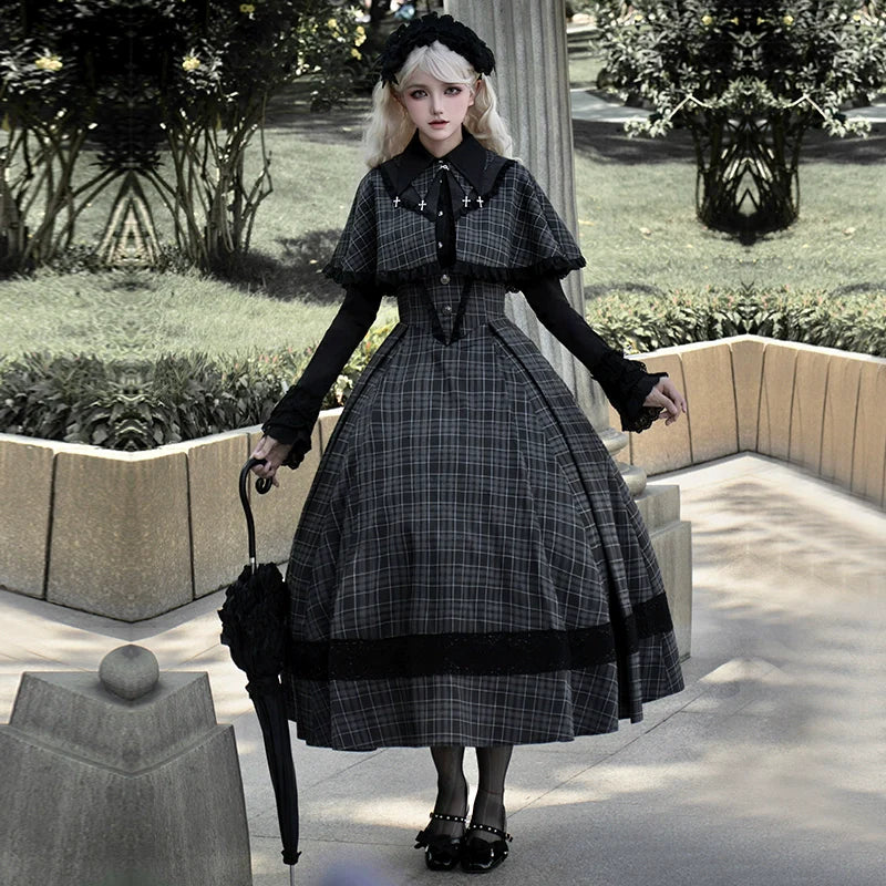 With PUJI~Ming Stationery~Gothic Lolita Bustier Dress and Shawl Set Lolita Blouse