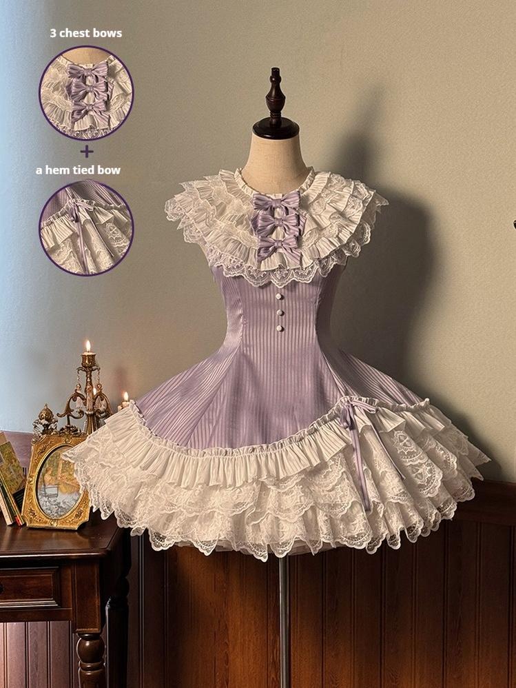 Alice Girl~Arrogant Miss~Sweet Lolita Jumper Dress with Tiered Lace Dress
