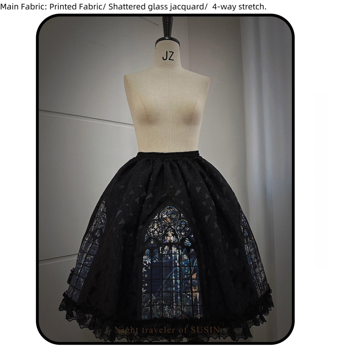 Susin Lolita~Night Traveler~Gothic Lolita Skirt Outfit Long Coat Shirt and Bustier Set