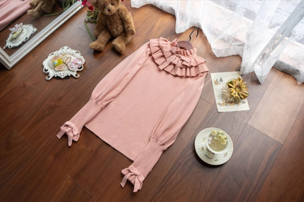 Miaoplus~Sweet Lolita Knit Sweater Long Sleeve Winter Lolita Top