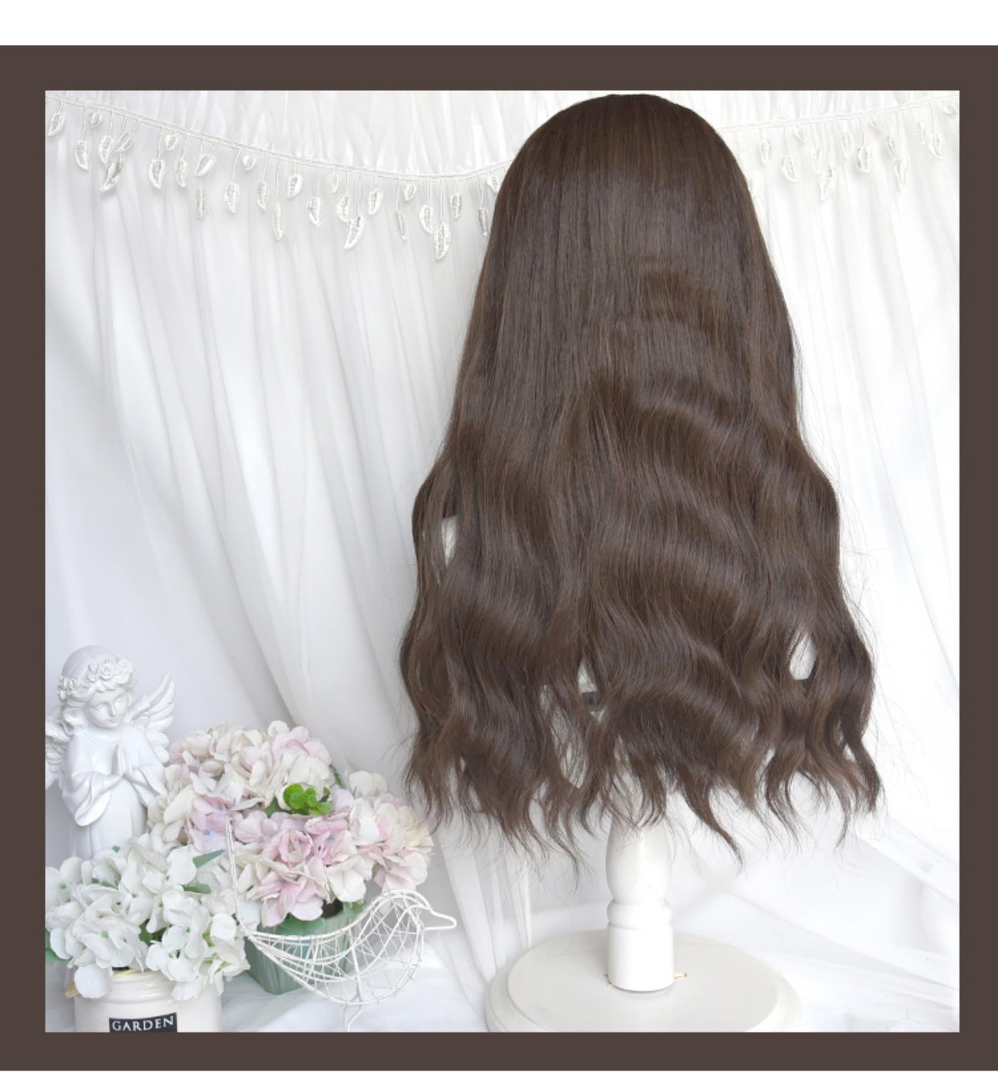 Sinwavy~Praying Meow~Kawaii Lolita Wig Long Curly Hair Wig Cold Brown
