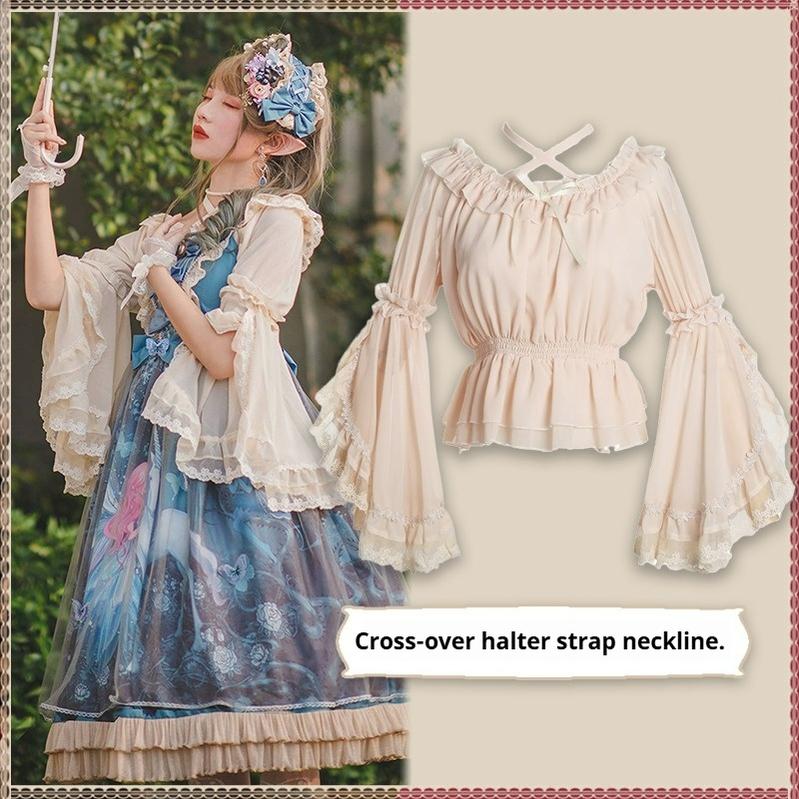 Motadalu~Classic Lolita Shirt Lace Princess Sleeves Chiffon Lolita Blouse