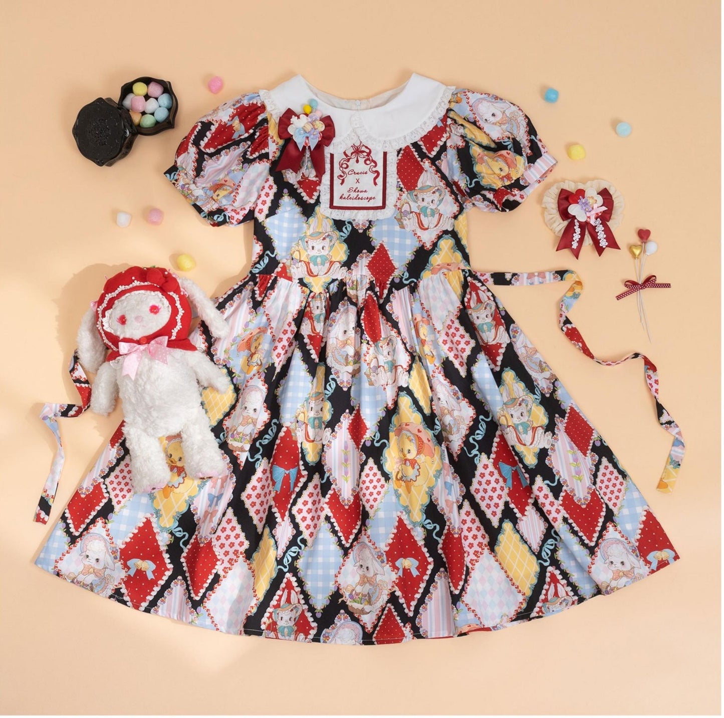 Southern Cross~Showa Kaleidoscope~Sweet Lolita OP SK and JSK with Rabbit Print
