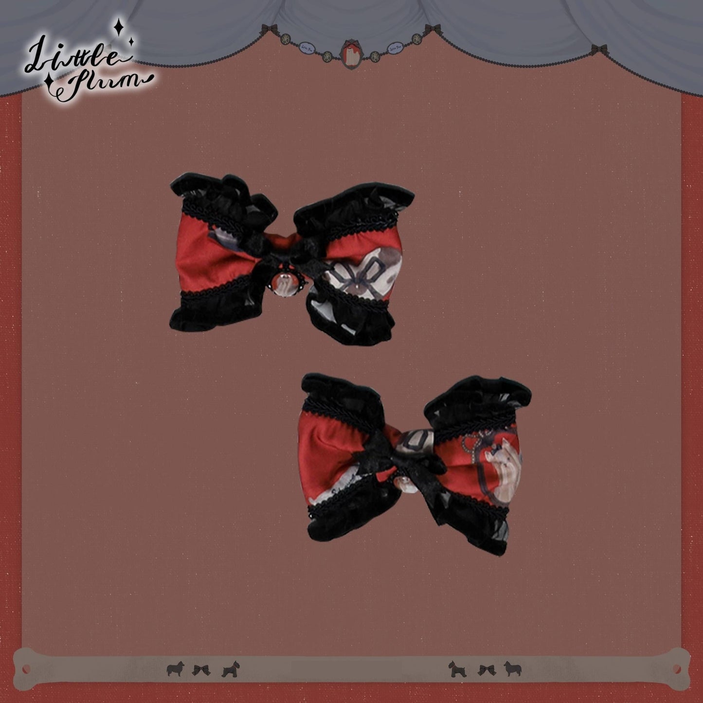LittlePlum~Telephone Dog~Black Red Classic Lolita Dress Set with OP JSK and Skirt