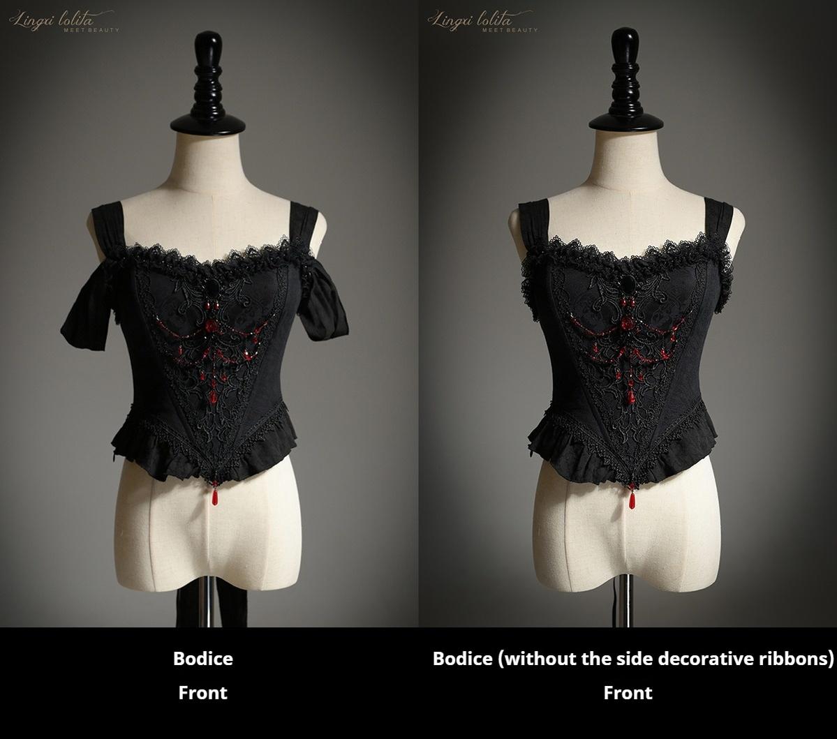 Lingxi Lolita~Lord of the Night~Gothic Lolita Skirt Suit Mermaid Skirt and Fishbone Bodice