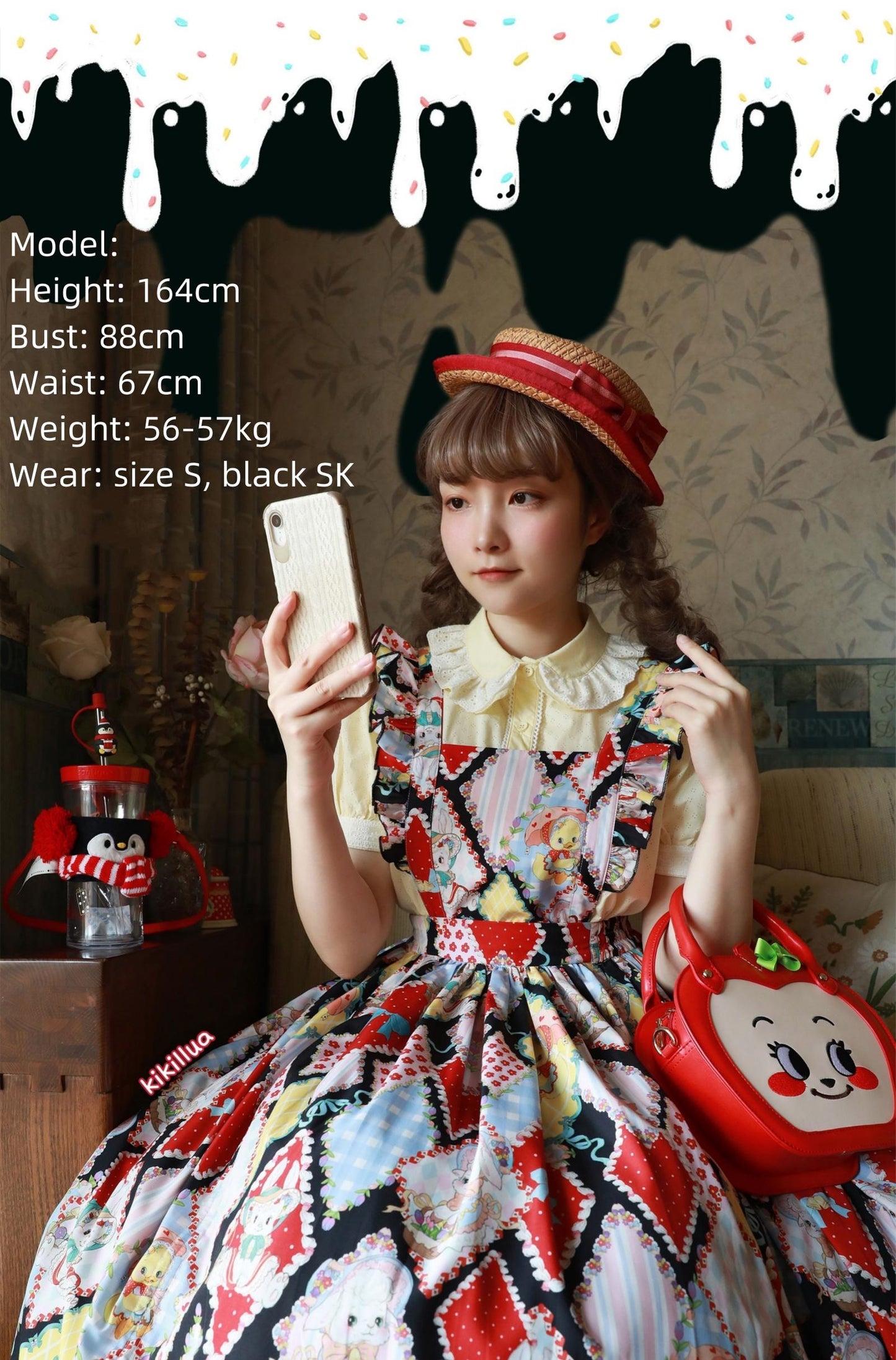 Southern Cross~Showa Kaleidoscope~Sweet Lolita OP SK and JSK with Rabbit Print