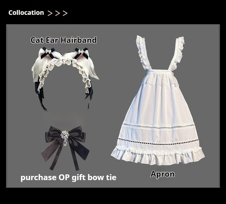Hezi's Cat Haven~Black Cat Butler~Maid Lolita OP Dress Elegant Black and White Dress