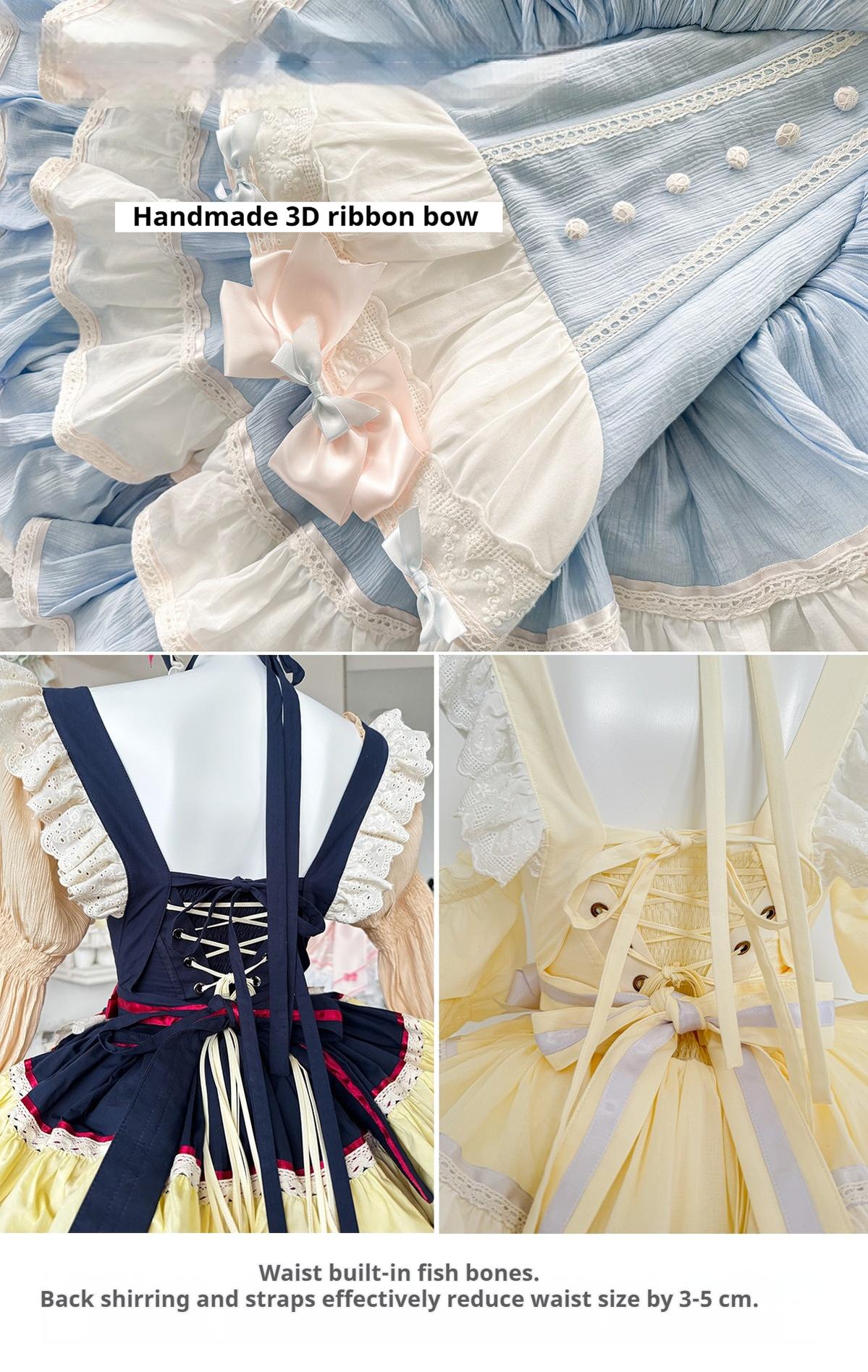 POSHEPOSE~Maid Bunny~Gorgeous Sweet Lolita OP Dress with Detachable Sleeves and Apron
