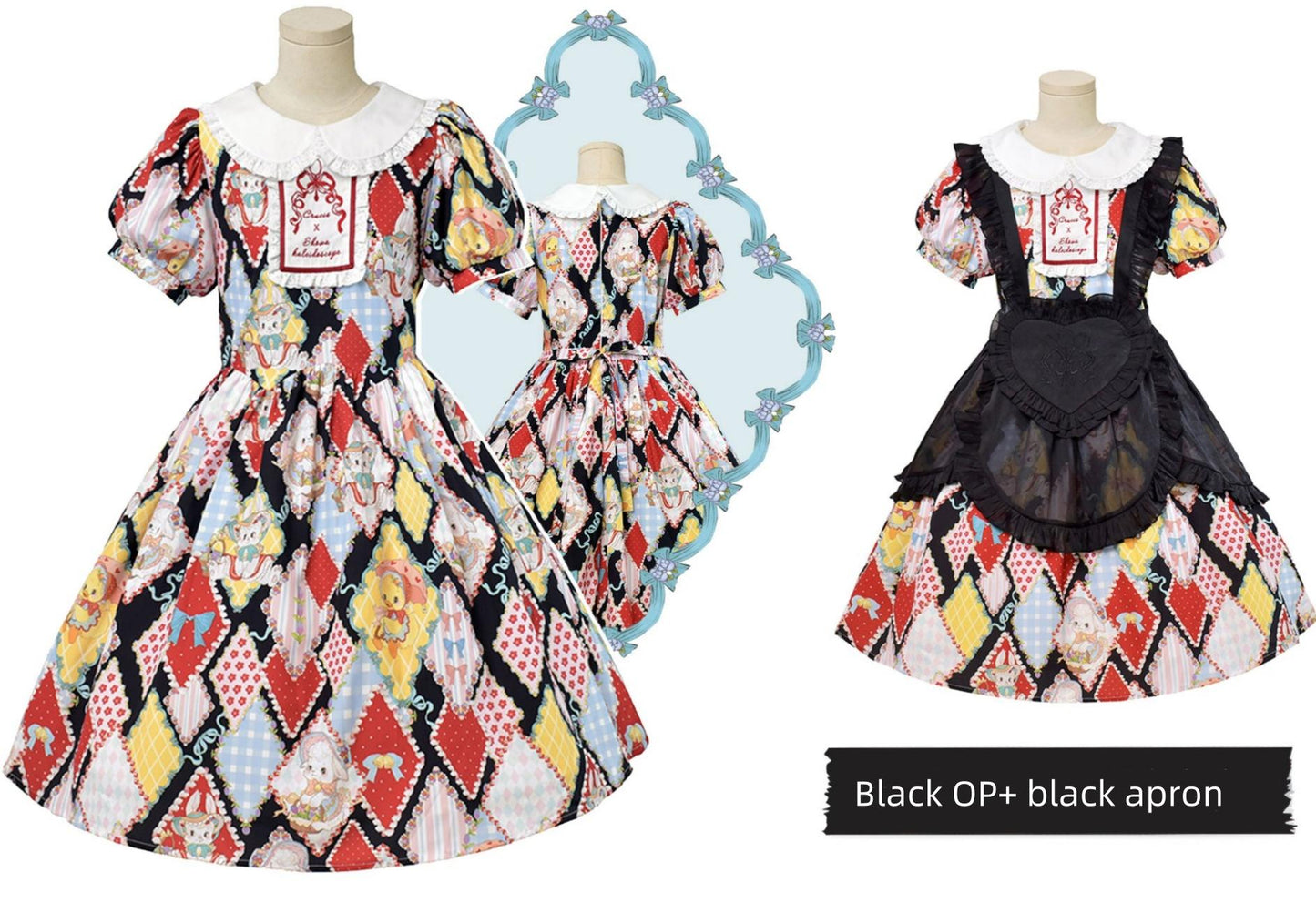 Southern Cross~Showa Kaleidoscope~Sweet Lolita OP SK and JSK with Rabbit Print