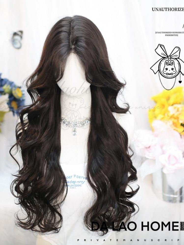 Dalao Home~Flower Season~70 CM Lolita Wig Long Curls Eight Character Bangs