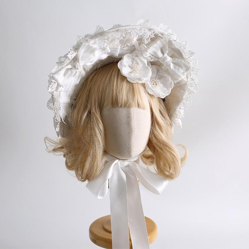 Xiaogui~Classic Lolita Lace Headdress Pure White Lolita Head Accessory