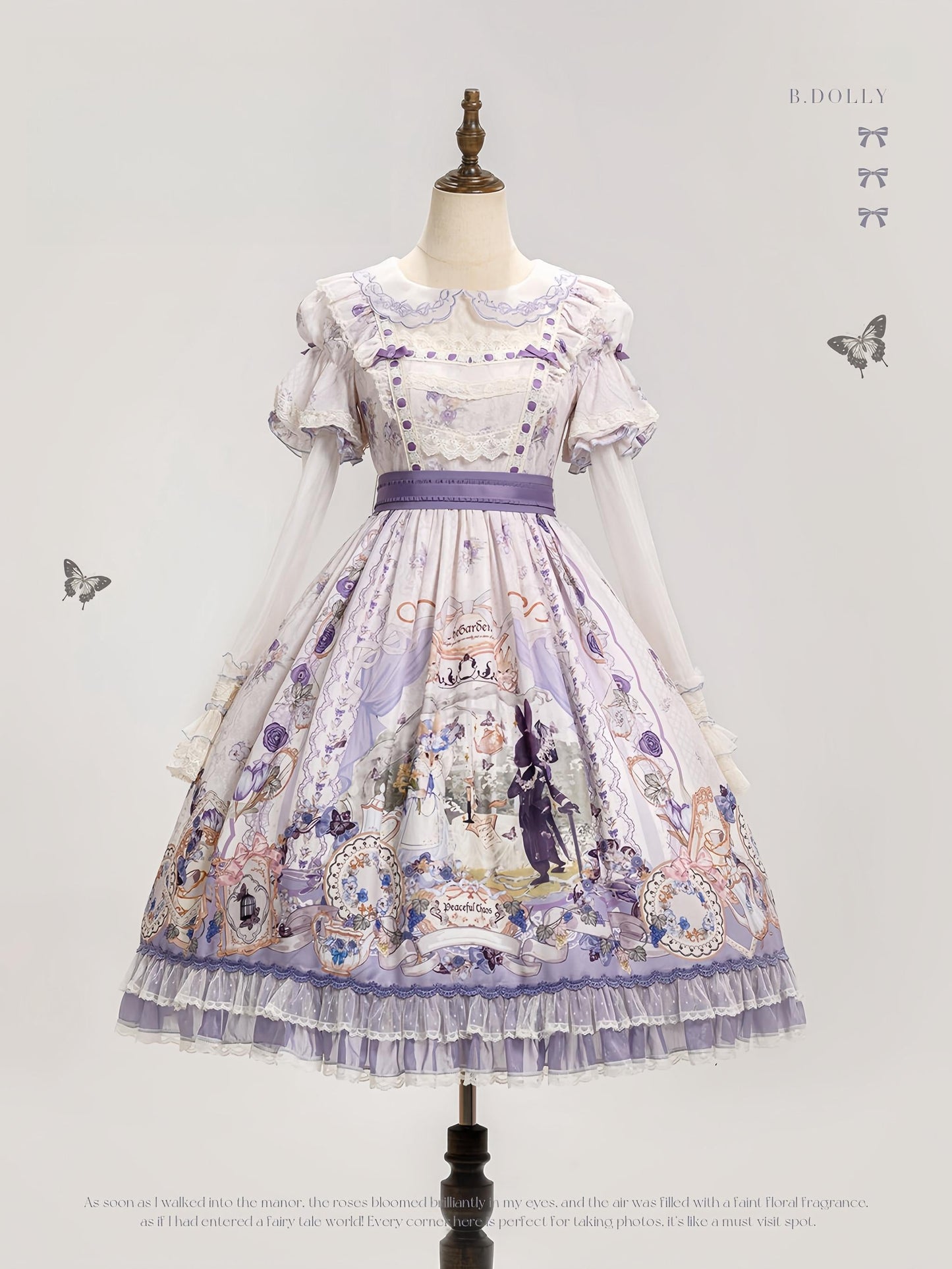 Baduoni~Red Bunny Tea Party~Sweet Lolita OP Classic Dress with Detachable Apron BNT