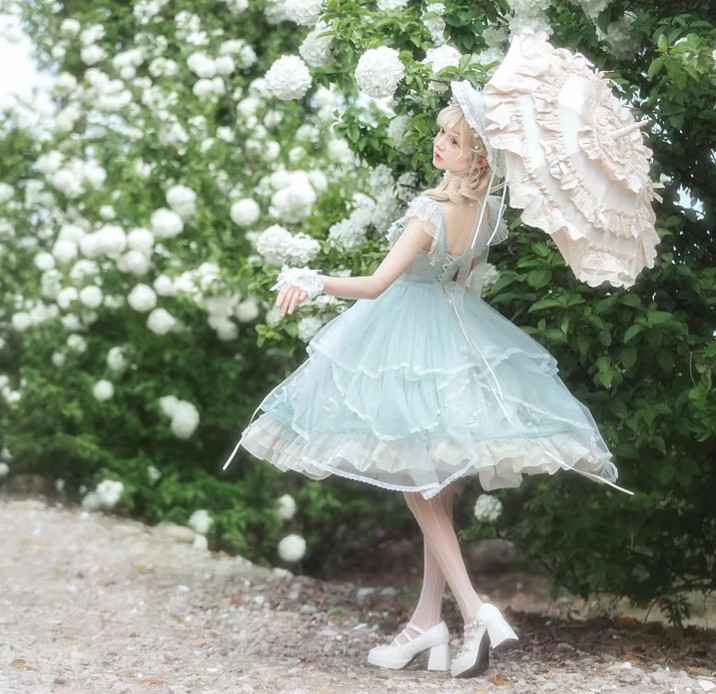 Mieye~Elegant Lolita JSK Flounce Hemline Multicolors