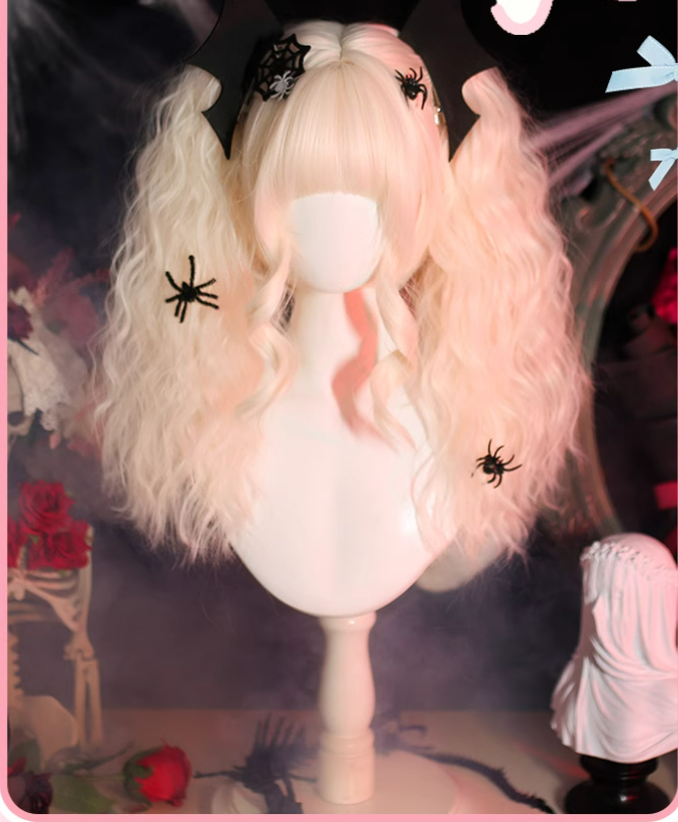 Dalao Home~Wu Wu~Platinum Blonde Lolita Wig Gothic Detachable Curl Ponytails