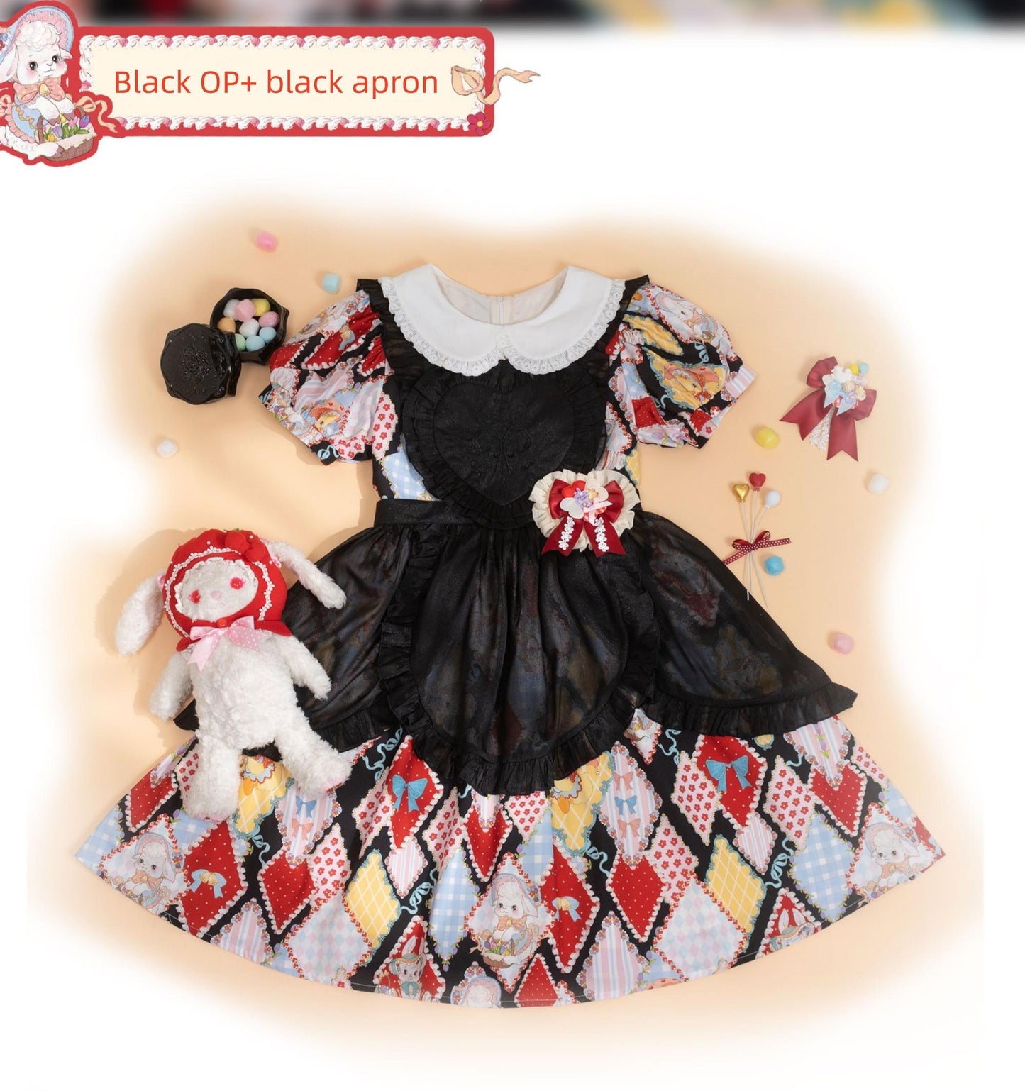 Southern Cross~Showa Kaleidoscope~Sweet Lolita OP SK and JSK with Rabbit Print