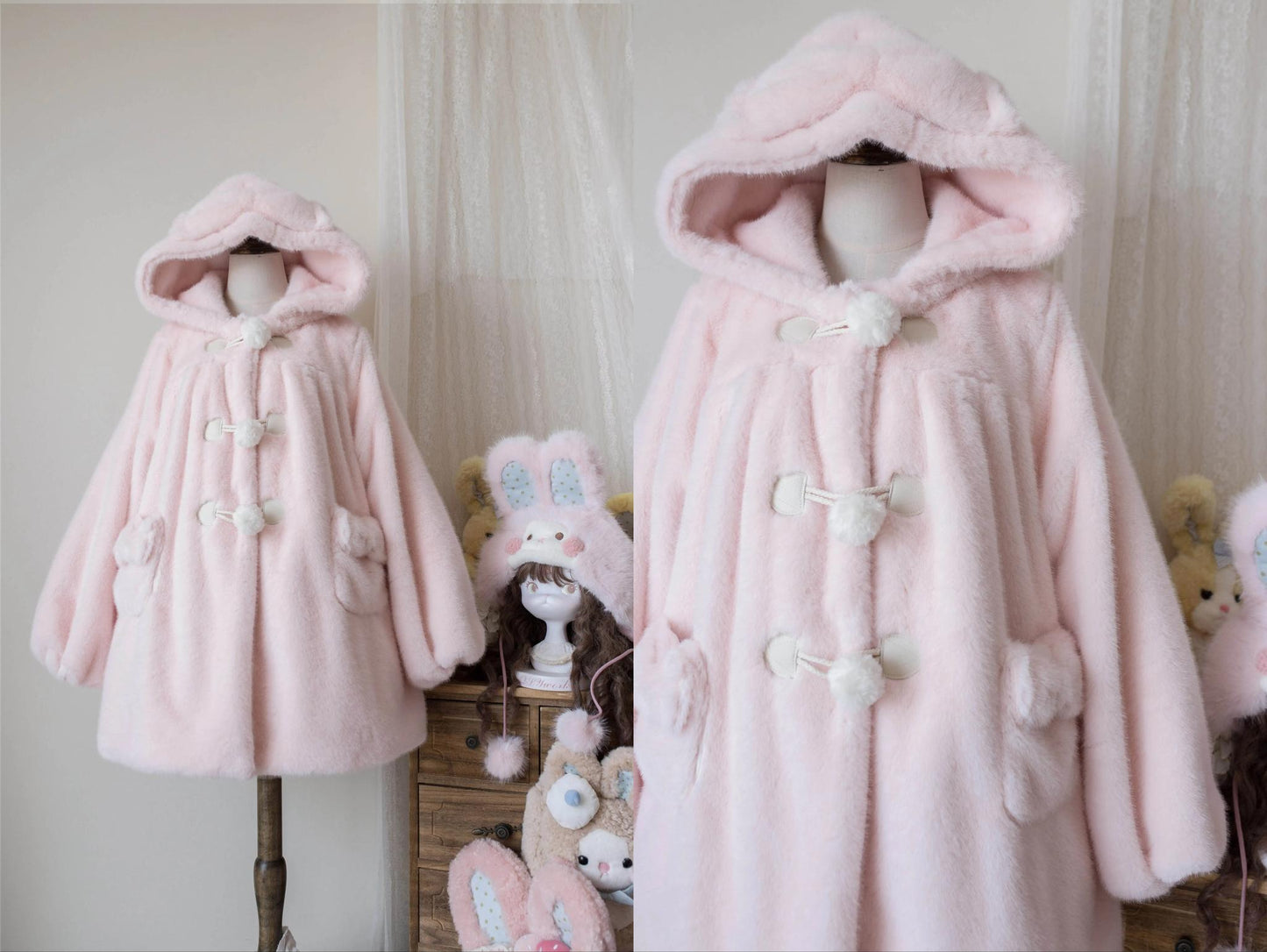 MIST~Cream Cheese~Winter Kawaii Lolita Overcoat Thickened Hooded Loose Outwear