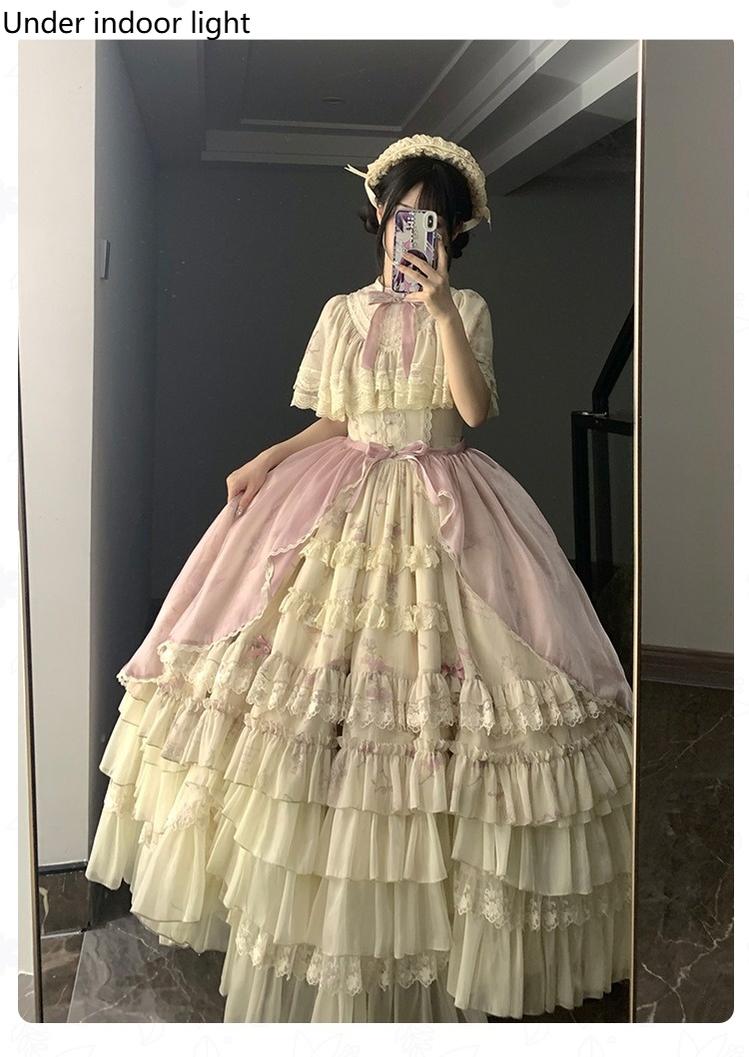 With PUJI~Nanke~Classic Lolita OP Dress Outfit with Edwardian Collar