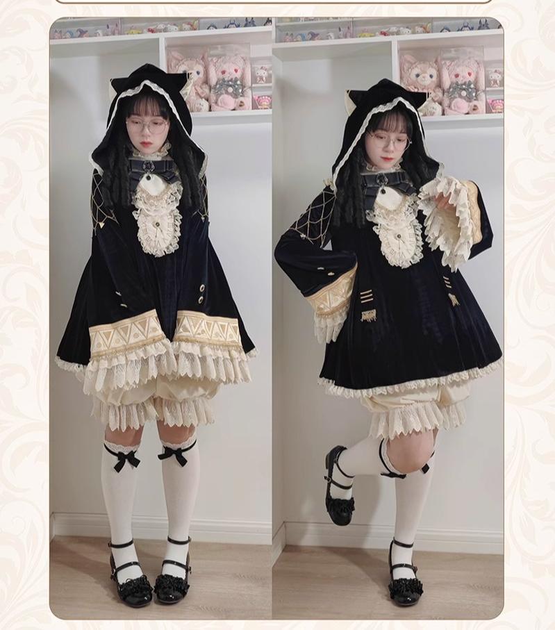 LizBird~Reincarnated Clock~Vintage Lolita OP Dress Set Lolita Bloomers