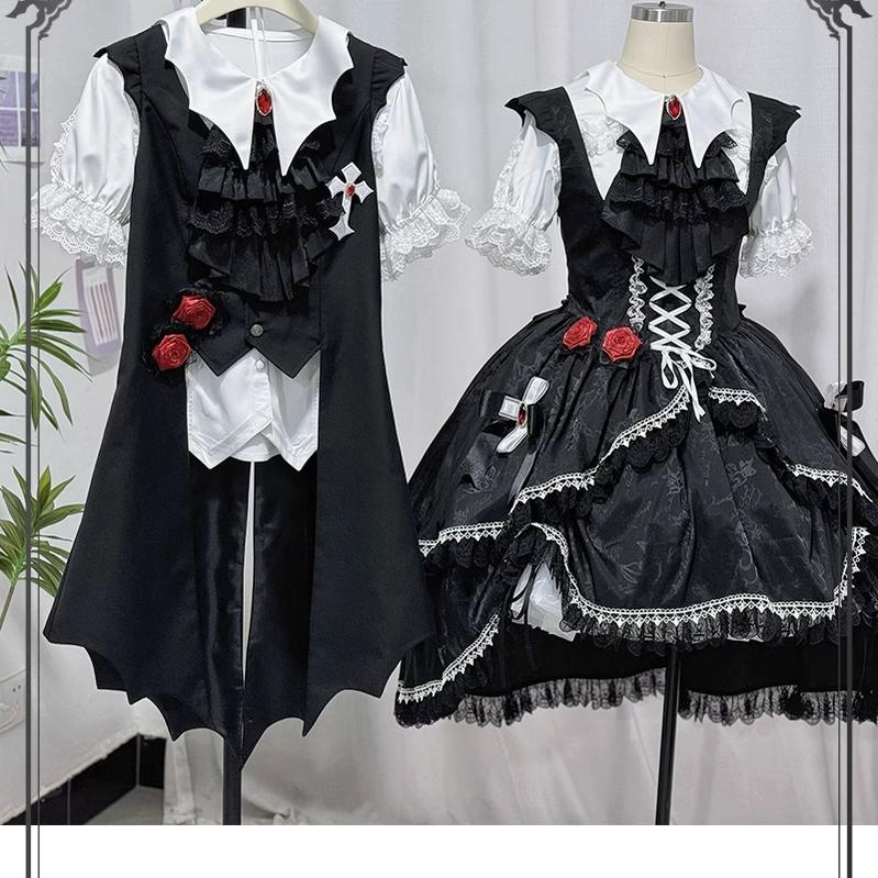 CastleToo~Night Rose~Elegant Ouji Lolita Suits With Lolita JSK And Shorts