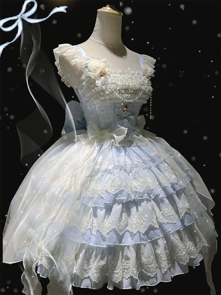 ZhiJinYuan~Tears of the Rose~Sweet Lolita JSK Mini Lolita Ballet Short Dress