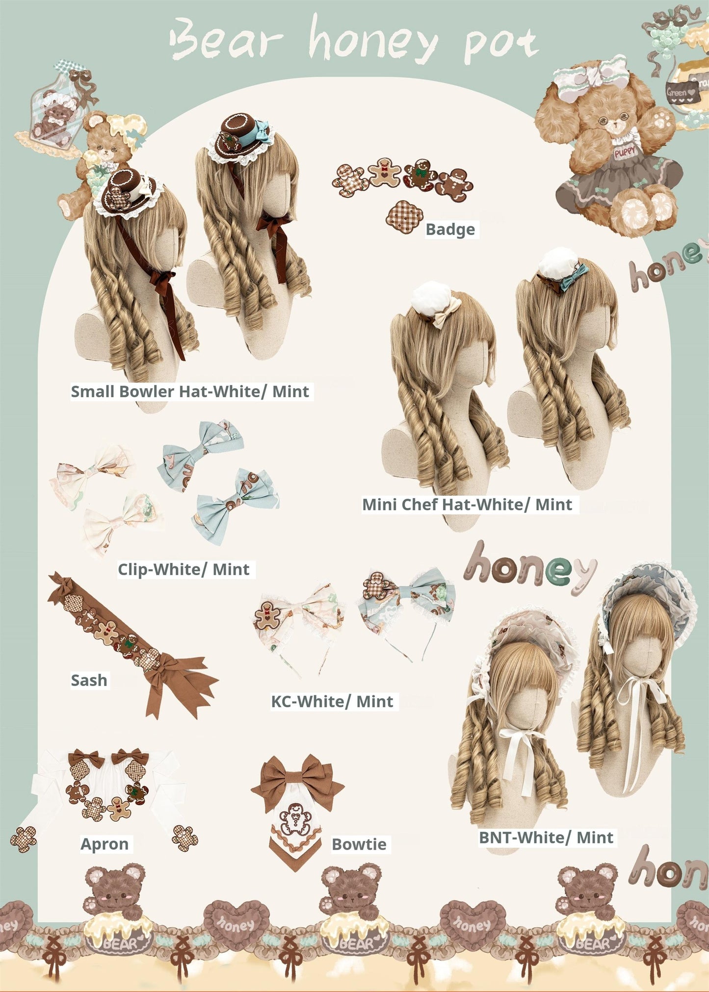 Babyblue~Bear Honey~Sweet Lolita Accessory Gingerbread Man Design